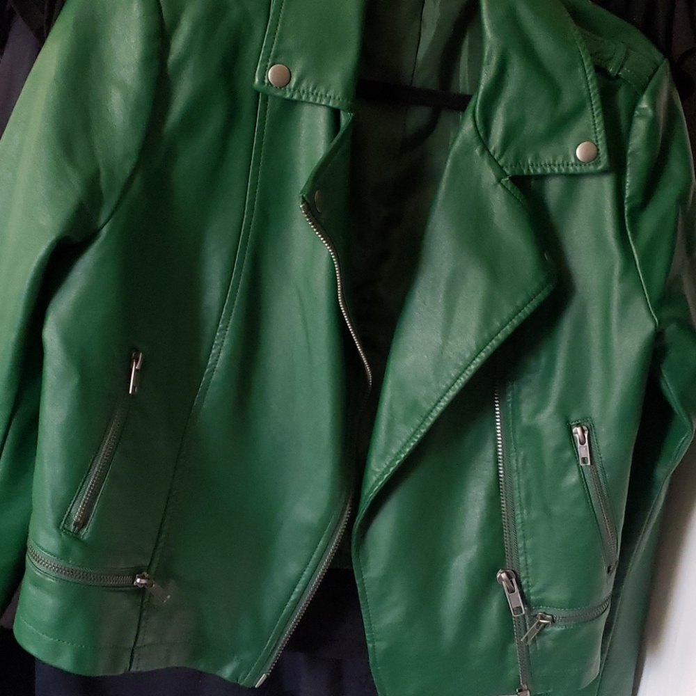 Green Faux Leather Jacket